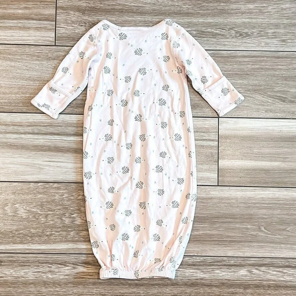 Hanna Andersson Pink Hedgehog Print Layette Sleep Gown Size 0-3M